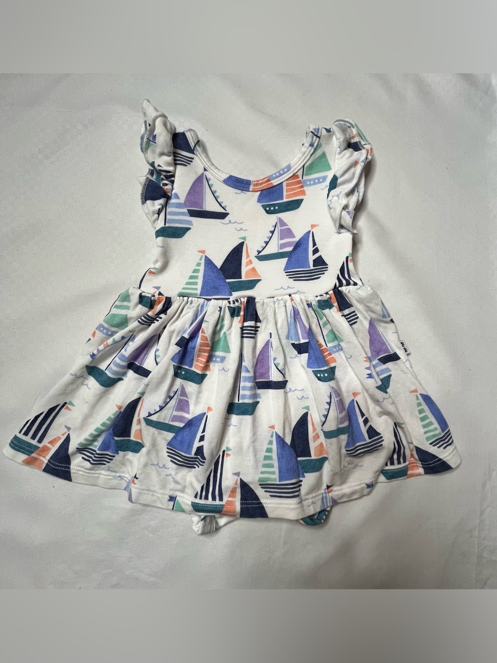 Little Sleepies Play Sailboat Dress with Bodysuit, 0–3 Months Ruffle Sleeve
